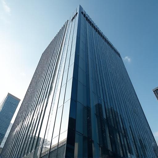 The facade of a modern commercial office building